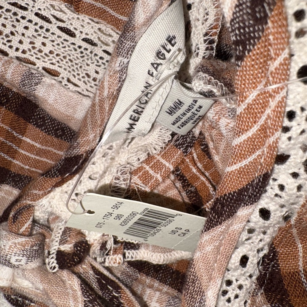 American Eagle Outfitters Brown and White Knit Top